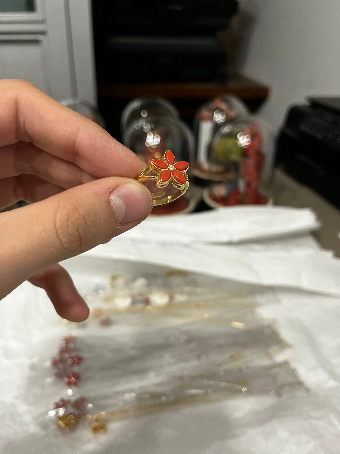 Anello in Argento & Corallo - Fiore